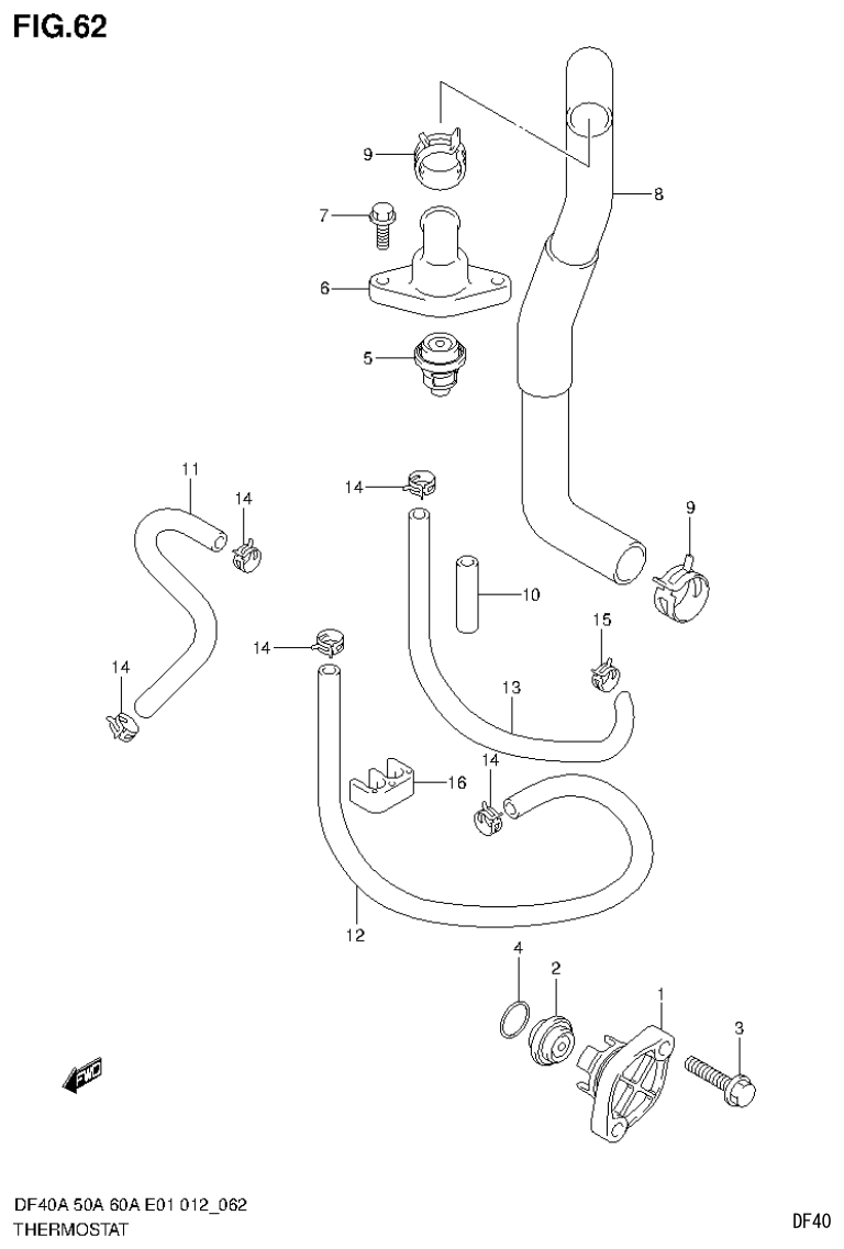 Suzuki DF40AST, DF50A, DF50ATH THERMOSTAT parts diagram